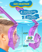 QingSong Kids Snorkel Mask Full Face, Snorkeling Set with Camera Mount, Foldable 180 Degree Panoramic View Snorkeling Gear Anti-Fog Anti-Leak