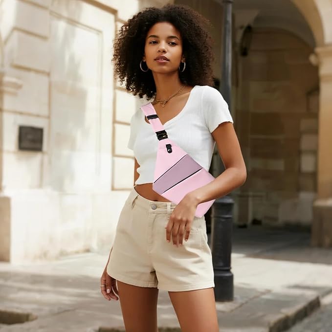 Anti Theft Crossbody Bags for Women Men, Multi-Pocket Shoulder Bag, Slim Sling Purse with 2 RFID Blocking Card (Right Shoulder-Khaki)