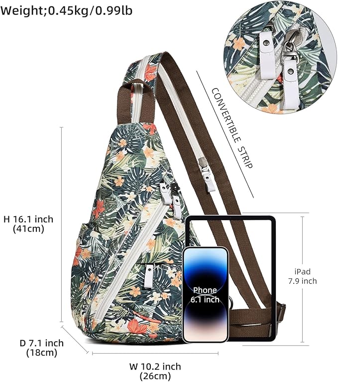 KL928 Canvas Sling Bag - Small Crossbody Backpack Shoulder Casual Daypack Rucksack for Men Women