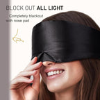 LitBear Silk Sleep Mask for Side Sleeper, Eye Mask Sleeping for Women Men 100% 22 Momme Pure Mulberry Silk, Face-Hugging Padded Eye Cover for Sleeping with Adjustable Band (Black)