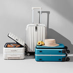 Hanke 24 Inch Checked Luggage PC Hard Case Luggage Top Opening Aluminum Frame Tsa Luggage Suitcases with Wheels for Travel Woman Men, Caribbean Blue.