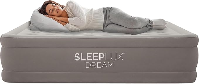 SLEEPLUX Dream Luxury Twin Air Mattress, Built-in Dual Pump, Stays Inflated All Night, 18” Double-High Blow-Up Airbed with Coil Beams, for Guests, RV Camping & Home, 1-Year Warranty