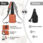 VADOO Sling Bag, Crossbody Bag with Zipper Lock, RFID Blocking & Water Resistant for Men and Women