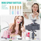 Zhehao 200 Pcs Mini Spray Bottles 5 ml Clear Glass Perfume Bottles Refillable Fine Mist Perfume Atomizer Portable Empty Sample Containers for Cleaning, Essential Oils, Travel (Gold Cap)
