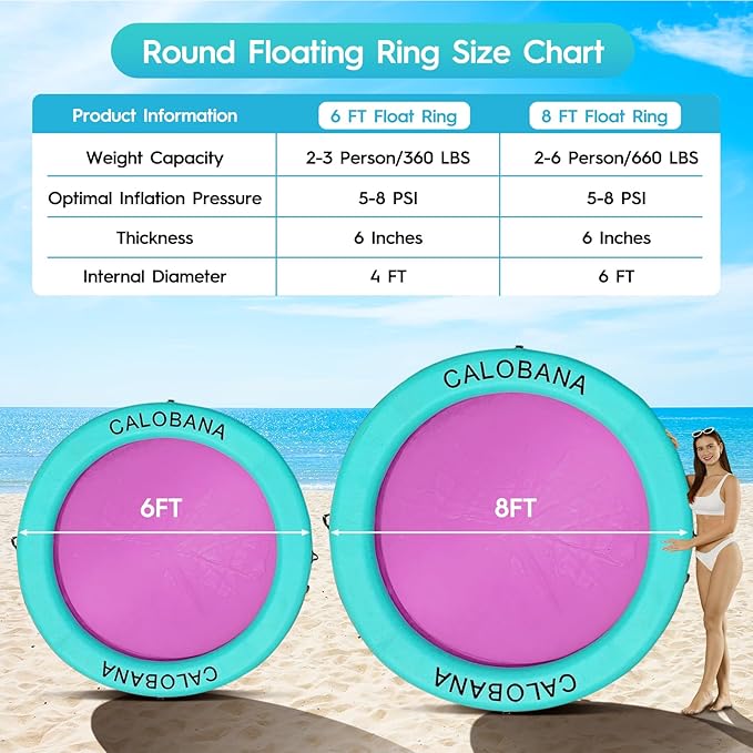 Round Floating Ring Inflatable Water Hammock Heavy Duty River Floats Lake Raft for Adults Tanning Pool Lounger Float Island Platform Pad Mat for Party