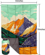 Outdoor Puffy Camping Blanket, Lightweight Down Alternative Puffy Printed Camping Large Ultra Warm Hammock Top Quilt Waterproof Blanket for Traveling Picnic Beach Party Cold Weather (Peak)