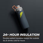 Gatorade 'Overtime' 22oz Stainless Steel Water Bottle, Twist Cap, Grey/Neon Yellow