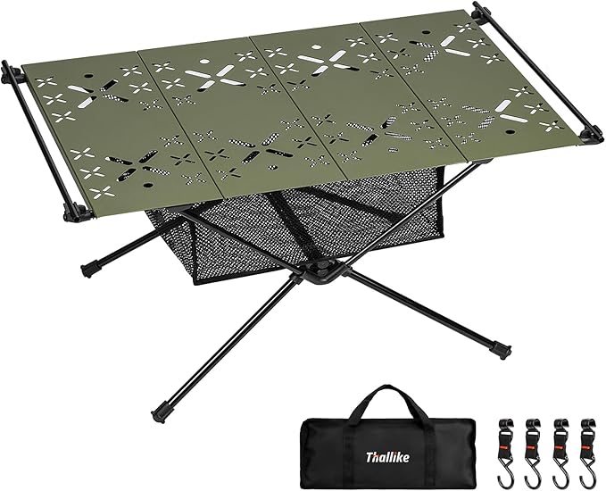 Camping Table,Outdoor Folding Table,Lightweight Portable Camping Side Table with Hollow Pattern,Ultralight Aluminum Beach Table with Carry Bag for Outdoor Cooking,Picnic,Camp,Boat,Travel