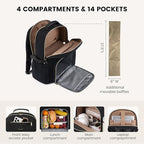 LOVEVOOK Lunch Backpack with Lunch Compartment,15.6Inch Laptop Work Travel Insulated Cooler Backpack Purse,Waterproof College Teacher Lunch Bag Box with Tumbler Holder,Gift for Men Women,Leopard print