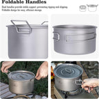 Boundless Voyage Titanium Pot Portable Camping Cookware Lightweight Cooking Pot Set for Outdoor Cooking Traveling Backpacking Hiking Trekking Picnic