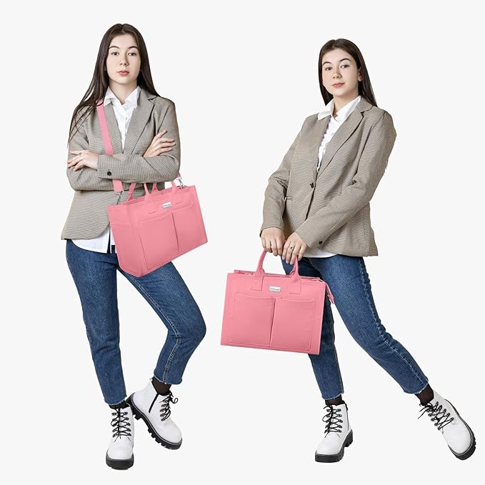 TOPDesign Heavy-Duty Canvas Tote Bag for Women, Adjustable Crossbody/Shoulder Handbag with 9 Pockets, Everything Tote