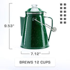 COLETTI Classic Percolator Coffee Pot — Camping Coffee Percolator, Campfire Coffee Pot – Camping Percolator for Groups — Brew for the Whole Campsite (Green, 12 Cup)