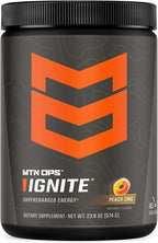 MTN OPS Ignite Energy Drink Powder, Gluten Free Nootropic Supplement Drink Mix, L Arginine, L Citrulline, Caffeine & Nootropic Sugar Free Drink Mix, 45 Servings, Peach Zing