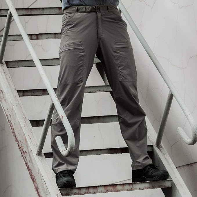 FREE SOLDIER Men's Outdoor Cargo Hiking Pants with Belt Lightweight Waterproof Quick Dry Tactical Pants Nylon Spandex