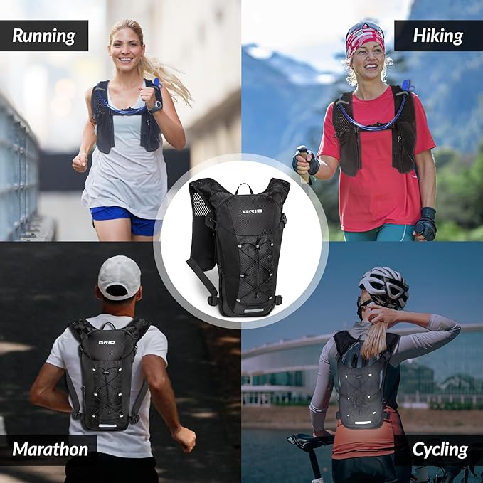 Lightweight Hydration Backpack for Women & Men, Small Running Backpack, Hiking Backpack with 2L Water Bladder Running Vest for Hiking Cycling Running Biking Black