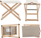 Folding Camping Stools Set of 6, Canvas Folding Stool with Wood Legs Portable Camp Stool Chairs for Outdoor Fishing Picnic Travel BBQ, Beige