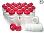 Rolling Sands USA Made 20 Ounce Sports Water Bottles - 24-Pack Bulk BPA-Free Blank Sports Bottles for Teams & Classrooms - White Bottle/Red Lid, No Smell No Taste