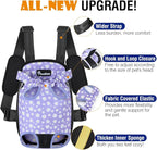 Pawaboo Pet Carrier Backpack, Adjustable Pet Front Cat Dog Carrier Backpack Purse Travel Bag, Legs Out, Easy-Fit for Traveling Hiking Camping for Small Medium Dogs, Medium Size, Black & Purple Daisy
