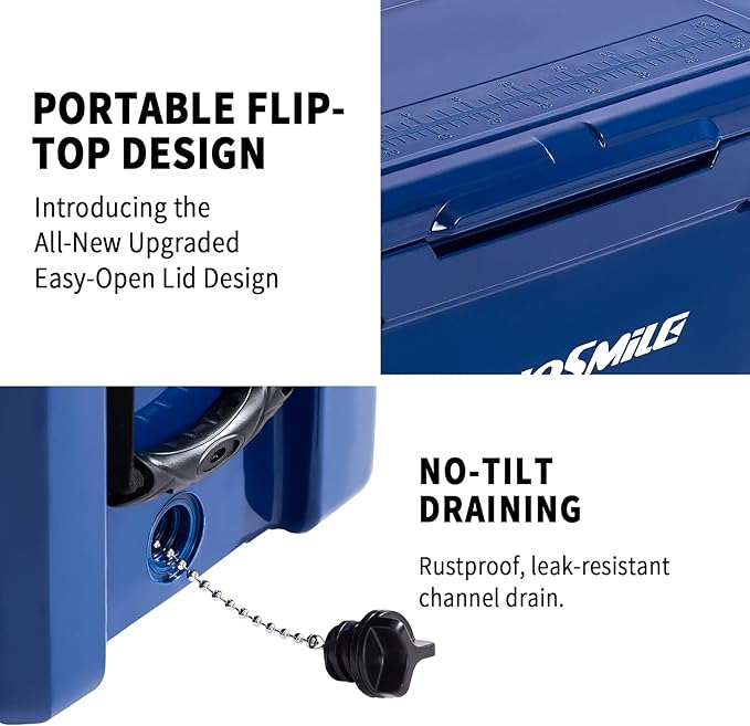 EchoSmile 25/30/35/40/60/75 Quart Rotomolded Cooler, Built to Stand up to The Rigors of The Journey