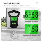 Portable Hand Held Digital Luggage Scale, 50kg/10g Hanging Scale with Hook and Measuring Tape – for Travel, Fish, and Parcels(Small Hook)