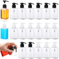 Domensi 12 Pcs 100ml /3.4 oz Pump Bottle Mini Travel Bottles Small Dispenser Containers Plastic Pump Lotion Dispenser Empty Square Travel Size Containers Toiletries (Clear,Black,White)