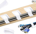 100 Pcs Hook and Loop Cable Ties, Self Adhesive Cable Management Desktop Cable Straps, Adjustable Cord Organizer for Desk Home Office Organization (White)