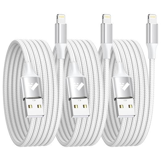 iPhone Charger 3Pack 3FT [Apple MFi Certified] USB Lightning Cable Fast Charging iPhone Charger Cord Nylon Braided iPhone Cable Charging Cord for iPhone 14/13/12/11 Pro/11/XS MAX/XR/8/7/6s Plus, iPad