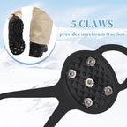 2 Pairs Non Slip Gripper Spike, Ice Grippers Traction Cleats Snow Shoe Spikes Grips Crampons with 10 Steel Studs Cleats
