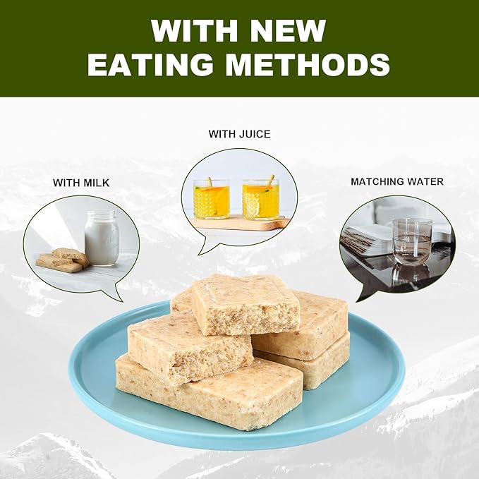 Meal Ready To Eat Emergency Food Rations, Long Self Life Survival Food Bars, High Eneger Bars for Camping, Hiking, Military，Outdoor Disaster, 40 Pack with 2 Tin Boxes