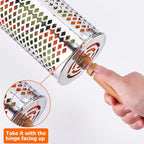 Rolling Grilling Baskets for Outdoor Grill Bbq Net Tube Must Have Large Round Mesh Barbecue Cooking Cylinder Cage Essentials Gadgets Accessories for Picnic Fish Meat Veggies Vegetable, Gift for Men
