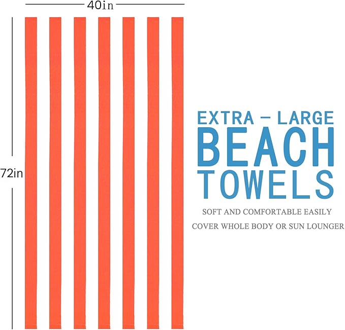 4 Packs Extra Large Beach Towel Bath Towel 72 * 40 Set Bathroom Sheets Bulk Oversized XL Big Absorbent Thick Giant Microfiber Terry Soft Blanket Clearance Turkish Toallas De Playa NOT Cotton Orange