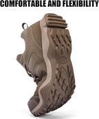 Grand Attack Men's Waterproof Hiking Shoes Lightweight Approach Trekking Comfortable Backpacking Boots Non Slip Work Shoes Outdoor Camping Travel Sneakers