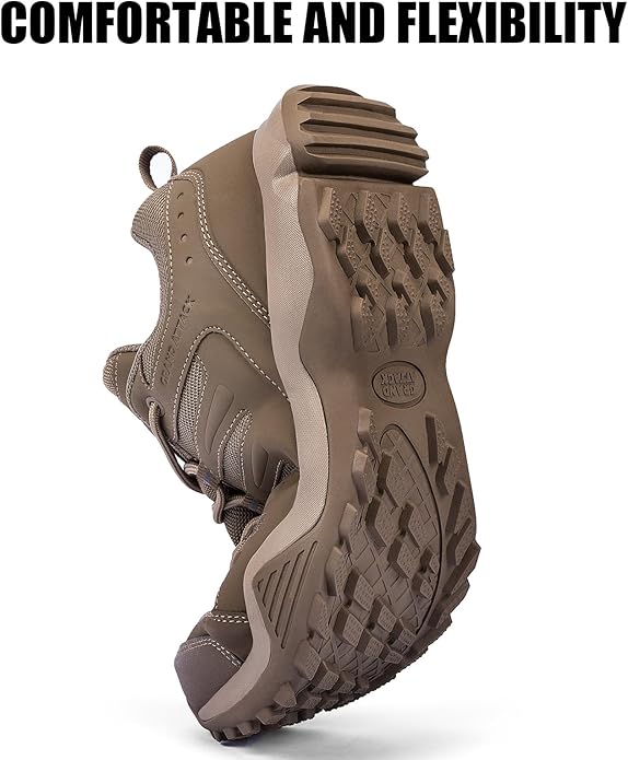 Grand Attack Men's Waterproof Hiking Shoes Lightweight Approach Trekking Comfortable Backpacking Boots Non Slip Work Shoes Outdoor Camping Travel Sneakers