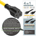 [6-Feet] NEMA 5-15P to 5-15R/ 5-20R/ 6-15R/ 6-20R AC Adapter, Plugrand 12AWG 15 Amp Household AC Plug to 20 Amp T Blade Adapter Cable, 15A 125V to 20A 250V Extension Cable, 6FT