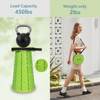 Portable Collapsible Stool, Adjustable Height Folding Seat for Adults and Kids, Lightweight Retractable Telescoping Stool for Camping, Travel, Fishing, Outdoor & Indoor Use (Apple Green)