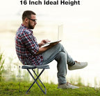 16" Foldable Portable Camping Stool Heavy Duty 350lbs for Adults Hiking, Lightweight Travel Stool with Carry Bag, Gray