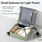 Hanke 14 Inch Underseat Carry On Luggage with Wheels Hard Shell Suitcases Carry On Bag Lightweight Small Mini Suitcase Travel Luggage for Travel（Bamboo Green）