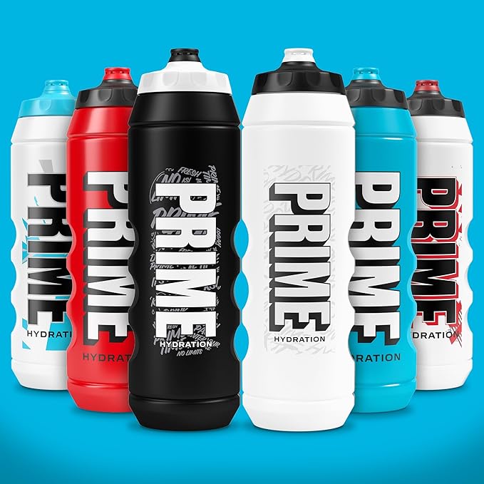 PRIME 32 oz Red Squeeze Sports Water Bottle, BPA Free, Dishwasher Safe, Easy-Grip Ergonomic Leakproof Design, Fast Hydration for Gym, Cycling, Running