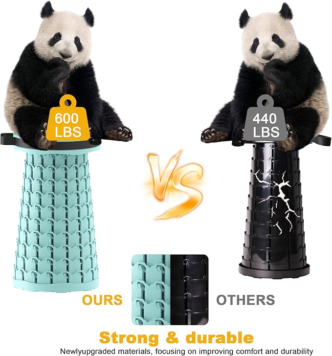 ALEVMOOM Upgraded Telescoping Collapsible Stool with Cushion, Folding Stool with Printing Portable Retractable Foldable Seat Max Load 600lbs for Adults Camping Fishing Outdoor