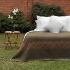 Thick Alpaca Wool Blanket Heavyweight Camping Outdoors Indoors Soft Peru King Size Ethnic Design (Olive Green - Soft Camel, King Size)