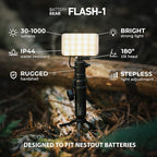 ELECOM NESTOUT 10000mAh Outdoor Power Bank + 2-Panel Solar Panel Charger + Flash-1 LED Flash Light Panel 1000 Lumen - Black