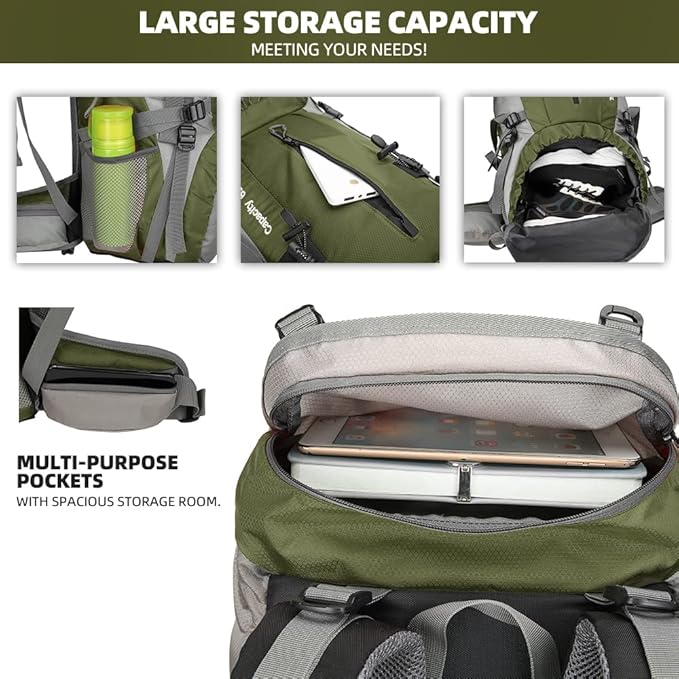70L Camping Hiking Backpack with Rain Cover Waterproof Backpacking Backpack for Hiking Treeking Climbing Outdoor