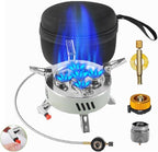 Camping Stove, Portable Lightweight Backpacking Stove with EVA Bag and Piezo Ignition, Foldable 3 in 1 Gas Stove Burner for Outdoor Picnic Cooking and Hiking (Large)