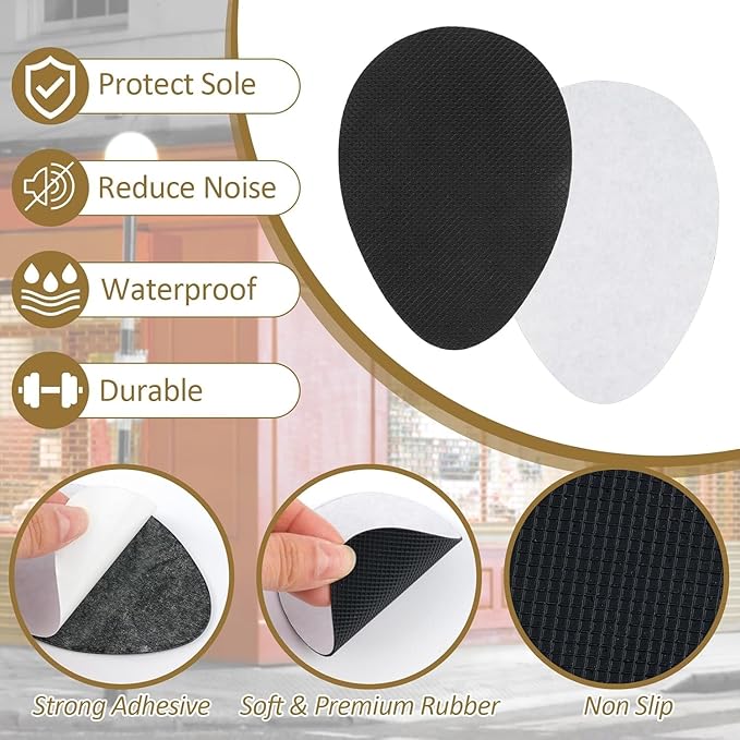 PEASUG 24Pcs Anti Slip Shoe Grips on Bottom of Shoes, Premium Self Adhesive Non Slip Shoe Pads Soles Protector, Rubber Non-Skid Shoes Gummies for Heels, Black