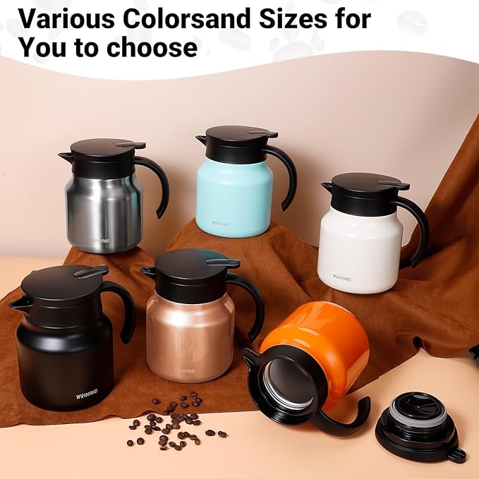 27Oz Thermal Coffee Carafes For Keeping Hot/Cold, Stainless Steel Coffee Carafe, Dustproof Insulated Water Carafe for Party/Home,Black