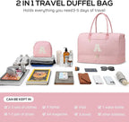 Letter Weekender Bags for Womens- Duffle Bag with Shoe Compartment Personalized Overnight Bag with Toiletry Bag Duffel Bags for Gym Hospital Bags Gift for Women Pink (Letter A)