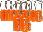 TravelMore 10 Pack TSA Approved Travel Combination Cable Luggage Locks for Suitcases - Orange