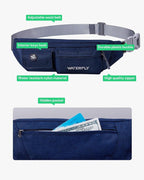 Waterfly Fanny Pack Slim Soft Polyester Water Resistant Waist Bag Pack for Man Women Carrying iPhone 8 Samsung S6, Sapphire Blue