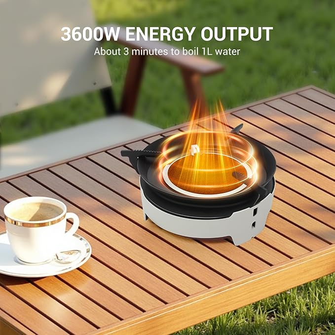 Camping Stove 3600W Portable Backpacking Stove with Piezo Ignition, Fuel Canister Adapter Windproof Gas Stove for Camping Hiking Outdoor Cooking