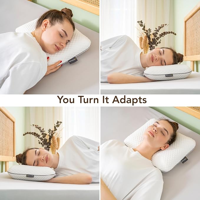 Travel Memory Foam Pillow for Sleeping, Comfortable Camping Pillow, 15.75x11.81x3.94 inches, Easy to Carry Portable Bag, Soft, Breathable, Washable Pillowcase